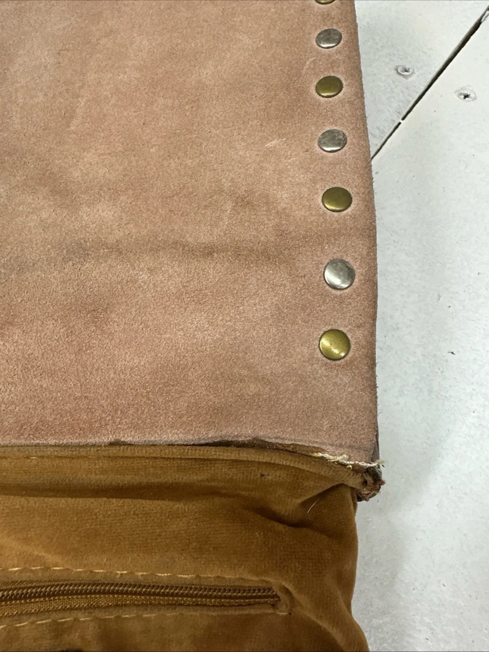 Patricia Nash  Studded Tan Leather  Flap Over Crossbody Handbag